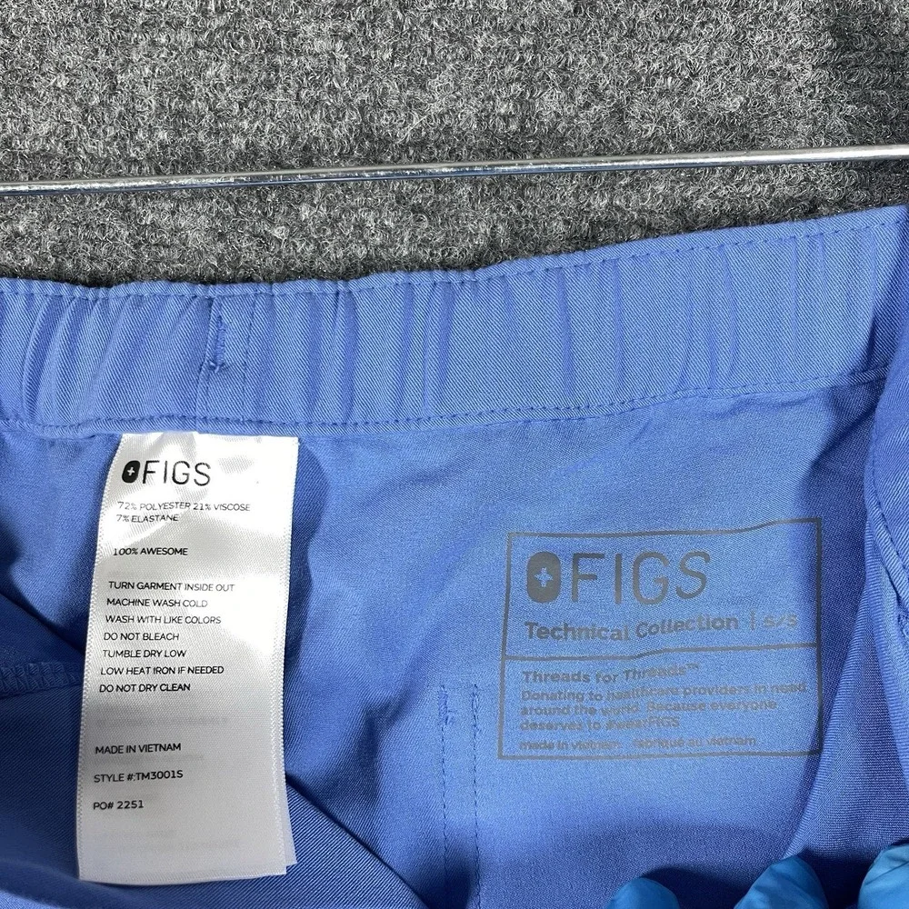 Figs Cairo Cargo Zip Fly Healthcare Scrub Pants Blue TM3001S Mens Size Small